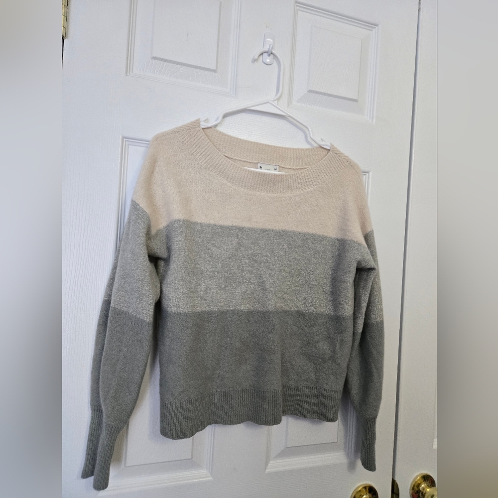 Gray and Cream Striped Sweater
